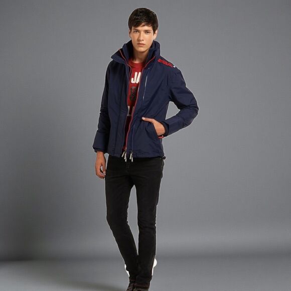 SUPERDRY Pop Zip the Original Windcheater Men’s Jacket Blue Red Sz M NWT!!